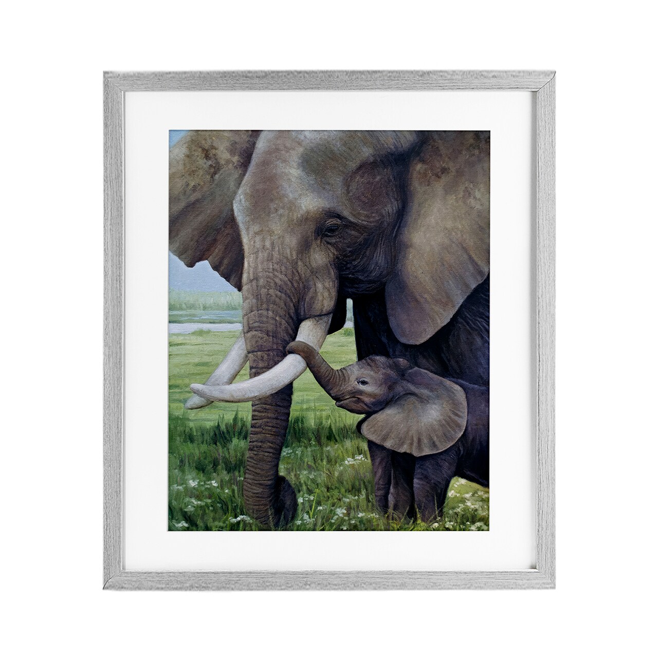 Stupell Industries Baby Elephant And Mother Framed Print Under Glass, design by James Corwin